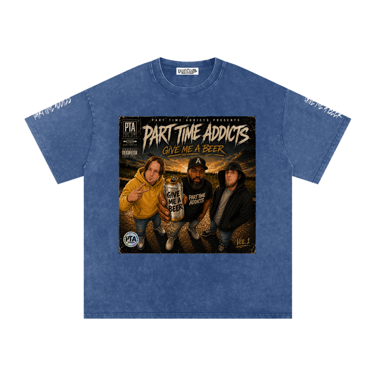 Give Me A Beer - Snow Washed T Shirt White LTR Sleeve