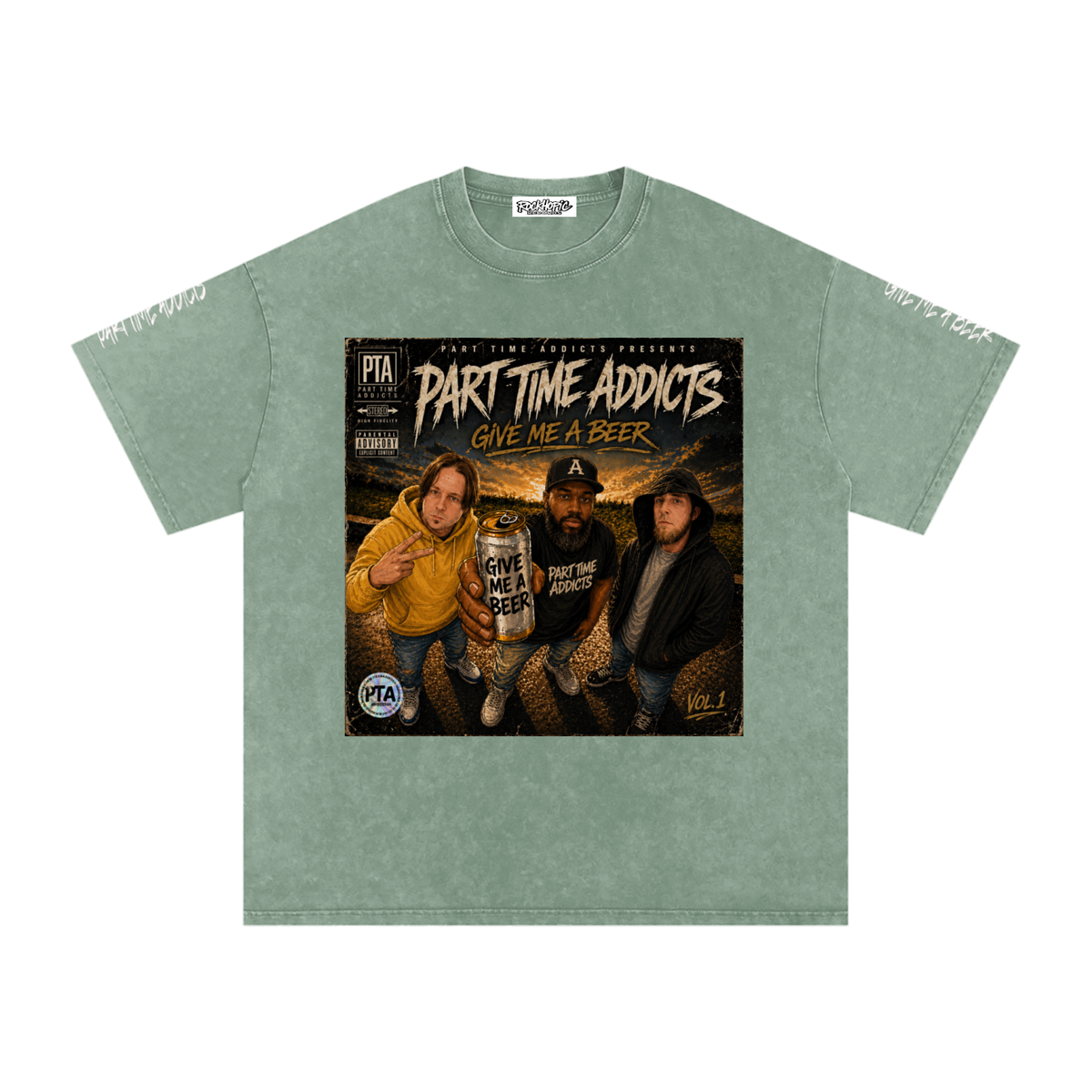 Give Me A Beer - Snow Washed T Shirt White LTR Sleeve