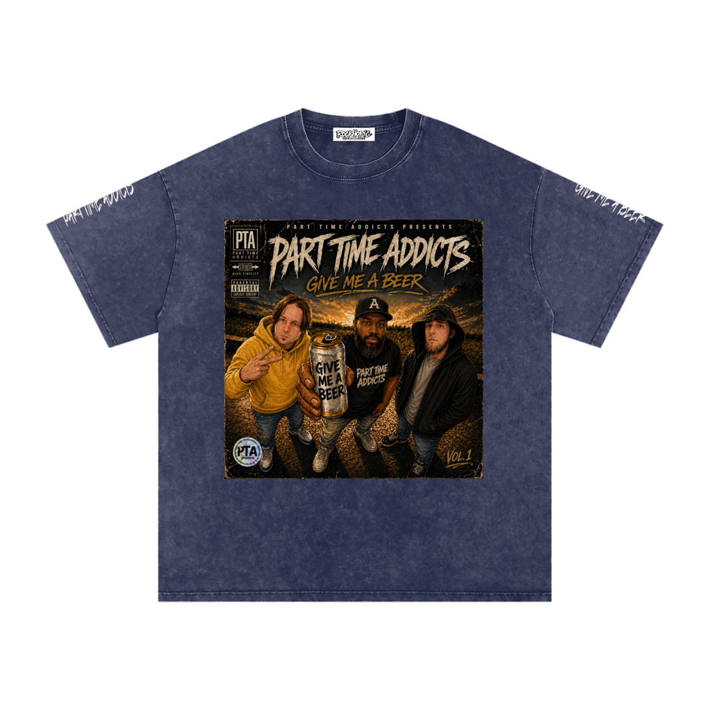 Give Me A Beer - Snow Washed T Shirt White LTR Sleeve